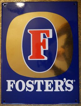 Emaileschild , Reklame , Werbung , Foster`s , Bier aus Australien , das Emailschild hat eine Größe von 40cm x 30cm , K329 - Görlitz