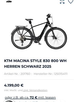 KTM Macina Style 830 Neu von 2025 - Weimar