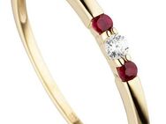 JOBO Fingerring Ring mit Rubin und Zirkonia, 333 Gold
