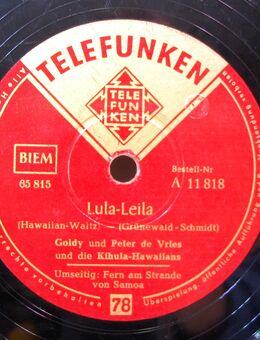 Schellack Schallplatte: Goldy und Peter de Vries - Lula-Leila / Fern am Strande von Samoa - Biebesheim (Rhein)