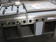 KOSTENLOSER VERSAND! Grill Bräter 80 cm + Doppelfritteuse 12 KW EKU NEUWARE inkl. Untergestell Gastro, Garantie* inkl. MwSt. - Borken