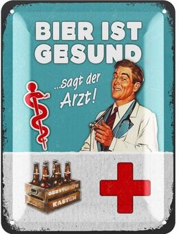 Lustiges Blechschild Bier ist gesund sagt der Arzt - Lanolu 15x20 cm - Berlin