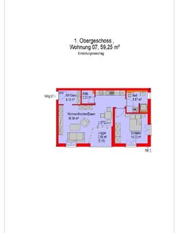 Schöne 2 Zimmer Wohnung mit Balkon - Metten