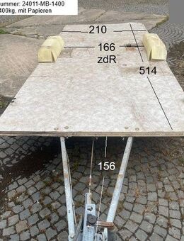 Plattformanhänger 1400kg ca 514 x 210 (plus Deichsel 156) mit Brief, Alko, ZdR 166, ideal für TINY House, Quad- Zweirad-Maschinentransporter gebr. (Adria Forma 408 BJ 92) - Schotten Zentrum