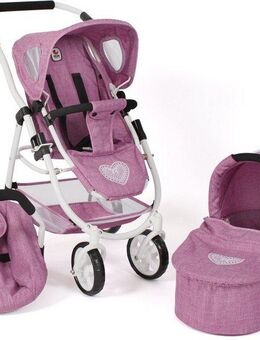 CHIC2000 Kombi-Puppenwagen Emotion All In 3in1, Jeans Pink, inkl. Babywanne, Babyschale und Sportwagenaufsatz