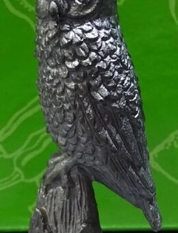 Vogel Eule auf Holzstumpf aus Zinn für Setzkasten - Spraitbach