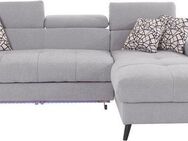 COTTA Ecksofa Mia L-Form mit 3 Zierkissen, wahlweise mit Bettfunktion, Bettkasten, Beleuchtung & Wireless-Charger