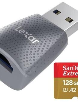 Speicherkartenleser Lexar MicroSD Laufwerk, USB 3.0 Typ A, SanDisk Extreme MicroSDXC 128GB mit einer Datenübertragung von bis zu 160MB/s, inkusive SD-Adapter - Fürth