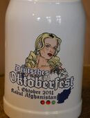 Bierkrug , Keramik , 0,5Liter , Deutsches Oktoberfest 1. Oktober 2014 , Kabul Afghanistan , Höhe 14cm , K328 in 02828