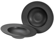 CreaTable Pastateller Lava Stone Black, Pasta Gourmetteller Set 2-tlg, (2 St), Seidenmatte Glasur