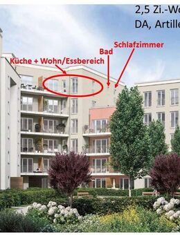 Von priv., Neubau: Helle 2,5-Zimmer-Whg. 76,37 qm mit EBK, TG Balkon in ruhiger, zentraler Lage - Darmstadt