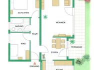 Vermietete 3 ZKB-Wohnung * kernsaniert * 80 m² Wfl. mit Terrasse, Gartenanteil, Garage + Stellplatz - Wörrstadt