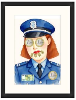 Eduardo Arroyo inspiriert van Stegi Euro zone Signiert 40x30cm gerahmt - Düsseldorf