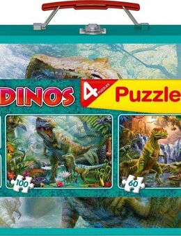 Schmidt Spiele Puzzle Dinos Box, 2x60 und 2x100 Teile, 320 Puzzleteile