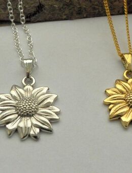 ☝️☝️☝️ Halskette, 925 Silber plat. + Sonnenblume Silber oder Gold, NEU ⭐⭐⭐⭐⭐ - Gersthofen