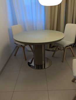 Runde ausziehbare Esstisch mit Mattglas Oberfläche.120/160 cm. - Leimen (Baden-Württemberg)