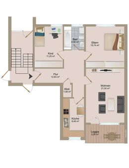 -REDUZIERT- Herzo, Großzügige 3-Zimmer-Wohnung, Loggia, Stellplatz + Garage, zentral, ruhig - Herzogenaurach