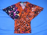 NEU mit ETIKETT * 70er Jahre * Grafik * Hippie * Festival Look * Seiden Strech * Dreiviertel * Fledermaus Ärmel * TUNIKA * T- Shirt "NICOWA" Original * Gr. 34- 36/ XS- S * schwarz * orange * weiß * - Riedlingen