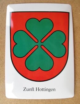 Sächsiilüüte Zunftwappen Hottingen 1897 Postkarte aus Blech. - Volketswil