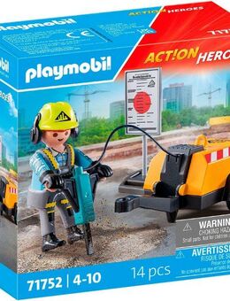 Playmobil® Bauarbeiter mit Meißel (71752), Playmobil Action Heroes Konstruktions-Spielset, (14 St)