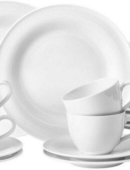 Seltmann Weiden Kaffeeservice Geschirr-Set, Service Beat (18-tlg), 6 Personen, Porzellan, Teller, Tassen, Untertassen, Rillendekor, 18 Teile, für 6 Personen