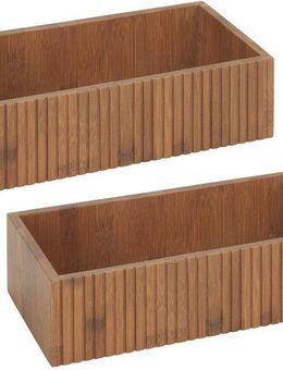 WENKO Aufbewahrungsbox Modell Mera (Set, 2 St), Organizer aus geräuchertem Bambus für die Küche, Landhaus-Stil