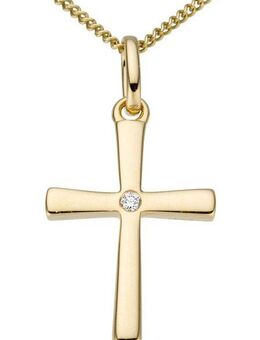 Firetti Kettenanhänger Schmuck Geschenk Gold 333 Halsschmuck Anhänger für Halskette Kreuz, mit Brillant