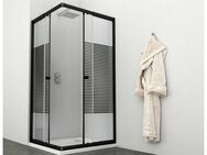 welltime Eckdusche Trento Nero Plus, BxT: 90x90 cm, Sicherheitsglas, Anti-Kalk-Versiegelung, variabler Verstellbereich, mit Schiebetüren