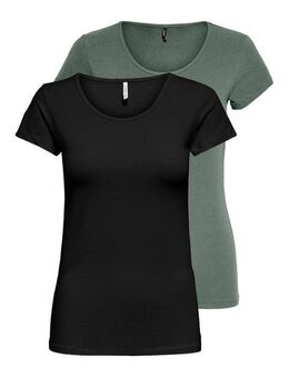 ONLY Rundhalsshirt ONLLIVELOVE LIFE S/S O-NECK TOP (Packung, 2-tlg)