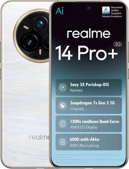 Realme 14 Pro+ 5G 512GB 12GB Smartphone (17,35 cm/6,83 Zoll, 512 GB Speicherplatz, 50 MP Kamera)