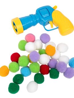 zooplus Basics Plüschball-Pistole für Katzen - Spielzeugpistole inkl. 30 Plüschbälle