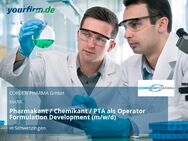Pharmakant / Chemikant / PTA als Operator Formulation Development (m/w/d) - Schwetzingen