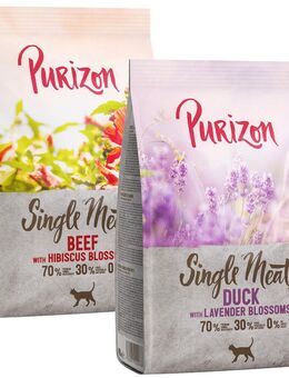 Probiermix Purizon 2 x 400 g - Single Meat Mix: Rind mit Hibiskusblüten + Ente mit Lavenderblüten