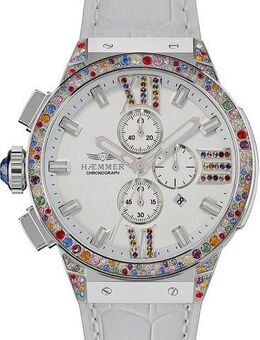 HAEMMER GERMANY Chronograph EMINENT WHITE SWAN, E-006, Quarzuhr, Damenuhr, Datum, Stoppfunktion, Saphirglas, Lederarmband