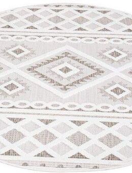 Carpet City Teppich In-& Outdoorteppich Santorini 435, 3D-Effekt, Boho-Look, rund, Höhe: 5 mm, Wetterfest & UV-beständig für Terrasse, Balkon, Küche, Flur