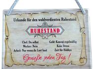 Lustiges Hängeschild Urkunde für den wohlverdienten Ruhestand Witzig Rente Rentner - Hamburg