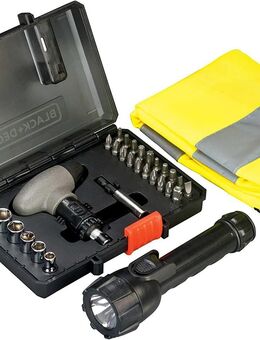 Black Decker 30tlg. SOS-Bit-Set (mit Sicherheitsweste, LED-Taschenlampe, ideal fürs Auto, kleiner Helfer bei Pannen) - Wuppertal