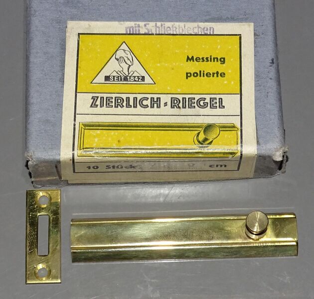 Schieberriegel Möbelriegel Zierlich Messing mit Schliessblech - Spraitbach