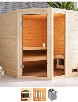 welltime Sauna Tally, BxTxH: 196 x 196 x 187 cm, 38 mm, 9-kW-Ofen mit int. Steuerung