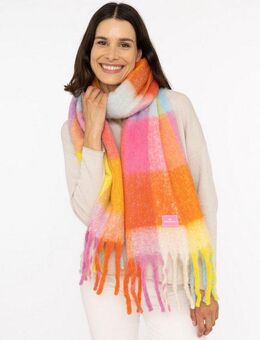 Zwillingsherz Modeschal "Big Karo", großes Karo-Muster, Fransen, in frischen Farben