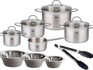 Elo Topf-Set Top Collection, Edelstahl 18/10 (Set, 13-tlg., Bratentopf 20 cm,Fleischtopf 16/20/24 cm,Kasserolle 16 cm, 3 Schüsseln), Induktion