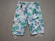 Adrexx Bermuda Cargo Shorts Flowers Blumen weiß grün blau Größe S - Niddatal