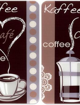 Maximex Herd-Abdeckplatte Universal Modell Kaffeeduft, Glas, (Set, 2 tlg), Herdabdeckung für alle Herdarten, kratzfest, mit rutschfesten Füßen