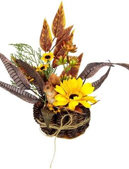 Kunstpflanze Sonnenblumen-Arrangement, I.GE.A., Höhe 28 cm, Im Zapfen-Topf