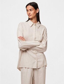 pieces Hemdbluse PCPIA LS LOOSE SHIRT WVN NOOS mit Leinen