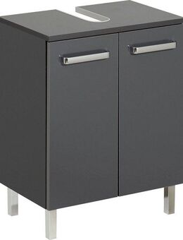 Saphir Waschbeckenunterschrank Quickset Unterbeckenschrank mit 2 Türen, 50 cm breit, ohne Waschbecken Waschbeckenschrank inkl. Türdämpfer, Griffe in Chrom Glanz