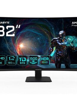 Gigabyte GS32QCA Curved-LED-Monitor (80 cm/32 ", 2560 x 1440 px, QHD, 1 ms Reaktionszeit, 180 Hz, VA LED, neigbar, Eyesafe 2.0, HDR-Ready-, AMD FreeSync)