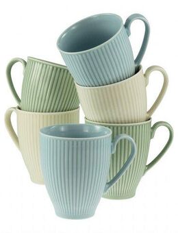 CreaTable Becher Valencia Pastell, Kaffeebecher, 6-tlg., Porzellan, Elegant, Boho Chic