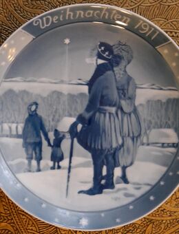 Wandteller , Weihnachten 1911 , Worpswede , Künstlermonogramm Heinrich Vogeler , Durchmesser 20cm - Görlitz