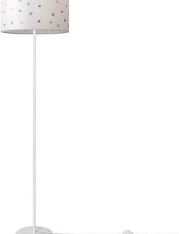 Paco Home Stehlampe Luca Dots, ohne Leuchtmittel, Wohnzimmer Stoffschirm E27 Textil Lampenschirm Rund Punkte Stoff